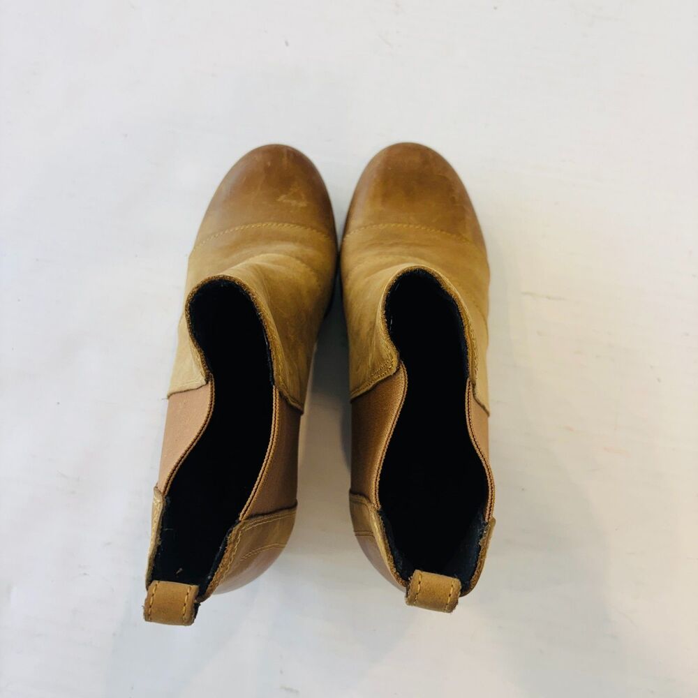 Sorel Lea Hidden Wedge Boots Brown Leather Womens Sz 8.5 Chelsea Ankle Slip On - Picture 10 of 10